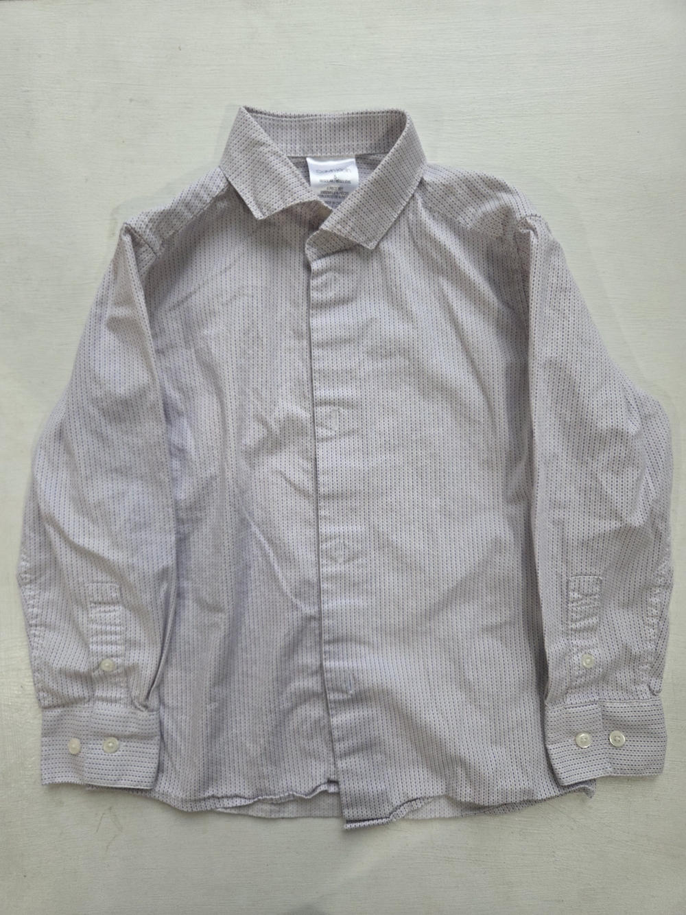 Calvin Klein Light Gray Micro-Pattern Boys Button-Down Shirt